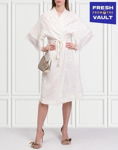 RRP €380 SEMICOUTURE Linen Kimono Jacket IT40 US4 UK8 S Embroidered Sequins - Picture 1 of 6