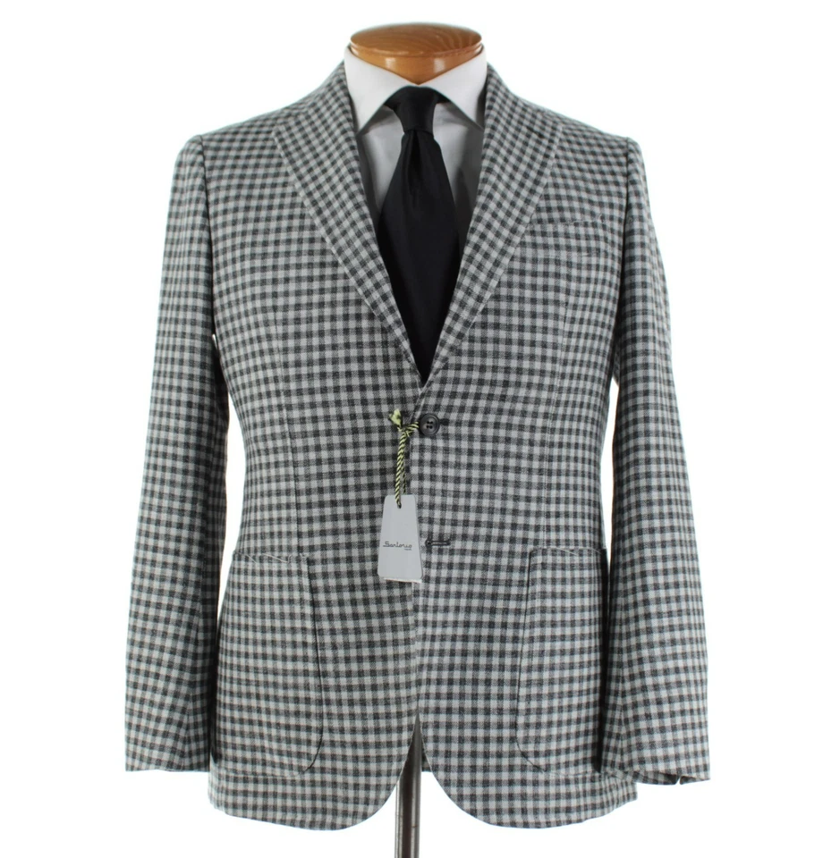 Abrigo deportivo Sartorio Kiton nuevo con etiquetas mezcla de lana talla 48R (~38R EE. UU.) a cuadros grises Foto 1 de 4