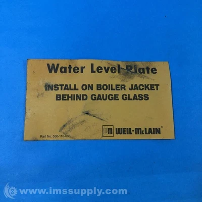 Weil Mclain 550110046 Water Level Plate, ENV, ASM FNFP - Image 1 of 4