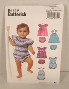 Butterick 6549 Easy Romper, Dress & Panties Pattern Infant Newborn-XL Uncut - Picture 1 of 3