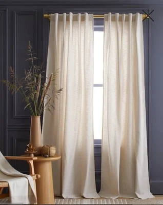 ¡NUEVO CON ETIQUETAS! ¡Juego de 2 cortinas filtrantes de luz natural Quince Cotton Slub! 48"x96"(B68) Foto 1 de 4