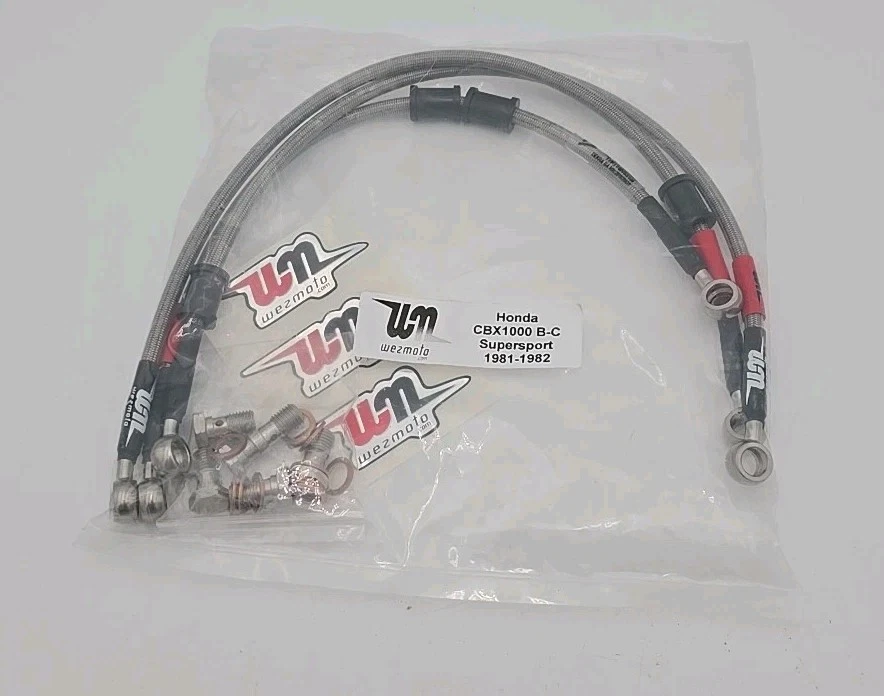 Honda Braided Brake Lines CBX1000 B-C Supersport Wezmoto 1991-1982  New - Image 1 of 4