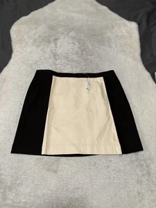ANN TAYLOR Size 12 Colorblock Stretch Pencil Skirt Khaki Tan Black Womens - Picture 1 of 6
