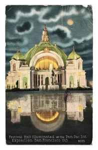 Festival Hall Illuminated Pan Pacific Exposition San Francisco 1915 Postcard - Picture 1 of 2