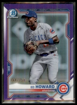 Ed Howard 2021 Bowman Chrome Prospects Purple Refractor /250 #BCP-12 Chicago - Image 1 of 3