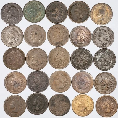 1879 Indian Head Penny Cent Lot of 25 Coins ALL GRADE AG - Image 1 of 4