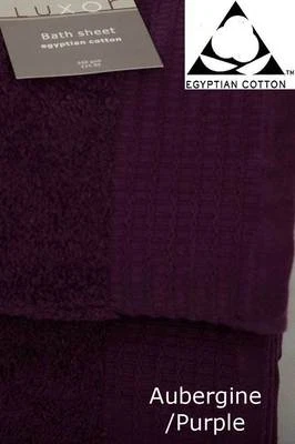 VICEROYBEDDING Aubergine Purple Large Bath Sheet Pair - 100% Pure Egyptian Cotton 650gsm Towel