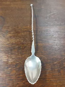 Long Spiralled Twist Silver Spoon Stamped 880, 22cm Long - Picture 1 of 12