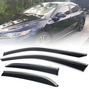 For 2018-2024 8th Gen Toyota Camry Clip-on Chrome Trim Window Visors Rain Guards - Bild 1 von 17