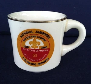 Vintage 1960 Boy Scouts Mug Nat'l. Jamboree Colorado Springs God & Country 50 Yr - Bild 1 von 3