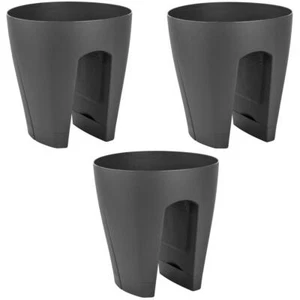 3x Blumentopf für Geländer Blumenkasten Geländerkasten in Farbe Anthrazit - Bild 1 von 10