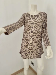 Mini Vestido ROBERTO CAVALLI Seda Leopardo Maculado Guepardo Hecho a Mano Sartorial S M - Imagen 1 de 19
