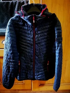 Superdry Chaqueta Abrigo Fuji Puffer Ligera Embalable Azul Marino 12 Capucha Oculta Exc - Imagen 1 de 10