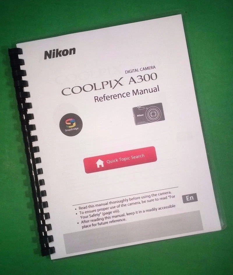 Owners Manual for Nikon A300 Coolpix Reference Camera 182 Pages W/Clear Covers! - Image 1 of 1
