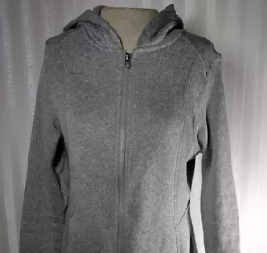 Suéter con capucha gris Eddie Bauer para mujer talla M con cremallera completa calentado ligero Usado en excelente estado - Imagen 1 de 8