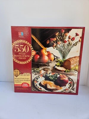 Unopened MB Betty Crocker 550 Pc Jigsaw Puzzle Pork Loin Yam Stuffed Apples Vtg - Image 1 of 4