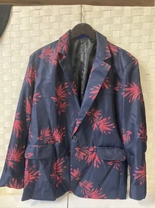 CloudStyle Men’s One Button Slim Suit Jacket Casual Blazer Floral Print Design - Picture 1 of 7