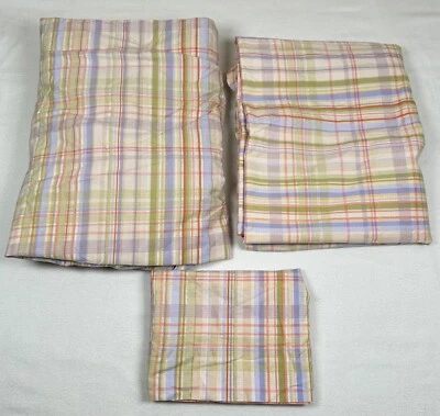 Funda de almohada plana ajustada Laura Ashley Lifestyle Sheet St doble rosa verde a cuadros Foto 1 de 4