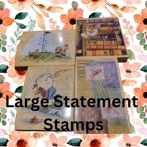 MOUNTED RUBBER STAMPS - STAMPS HAPPEN USA, STATEMENT STAMPS, CAT, BOOKS, GOLFER - Picture 1 of 16