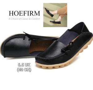 HOEFIRM Women Walking Slip On Loafer Casual Moccasin Nursing Comfort 6.5uk Black - Picture 1 of 24