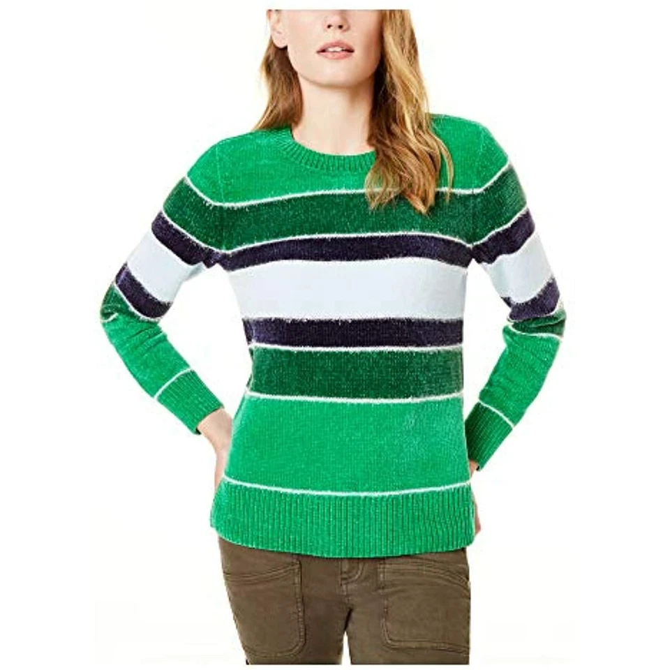 $50 Maison Jules Green Color Block Long Sleeve Crew Neck Sweater Size XL - Image 1 of 1
