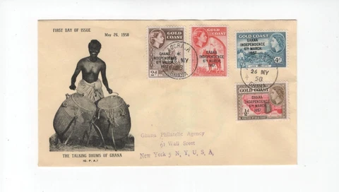 First day cover, Ghana, Scott #25-7, Independence, combo #5, 1958 Cover