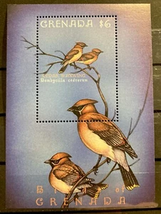 Grenada, Cedar waxwing S.C.#2912 S.C.V.$5.50 MNH 1 S/S issued in 2000 - Picture 1 of 1