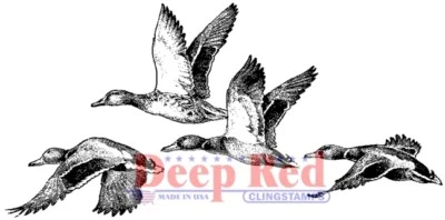 Deep Red Stamps Ducks Rubber Cling Stamp - Image 1 of 3