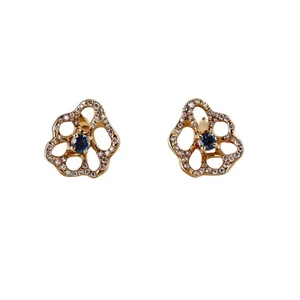 Ippolita Stardust 18k Gold Diamond Sapphire Flower Stud Earrings - Picture 1 of 5