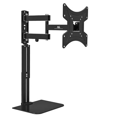 MACLEAN Monitor TV Mount with Heigh Adjustable DVD Glass Shelf 23" - 43" VESA Holder