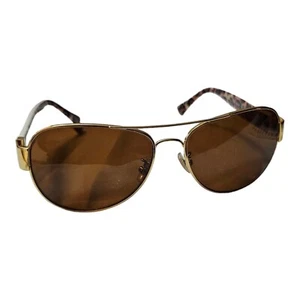 Coach HC7059 92496E Women Aviator Sunglasses Gold/Ivory Wild Beast 58-15 135 2N - Picture 1 of 13