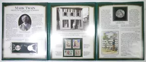 Estampillas y monedas conmemorativas de Mark Twain PCS con dólar de plata, álbum y certificado de autenticidad - Imagen 1 de 14