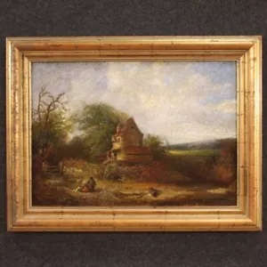 Dipinto americano paesaggio firmato datato quadro olio su tela XIX secolo 800 - Foto 1 di 12