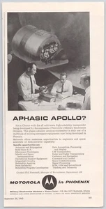 Motorola Apollo Space Electronics “Aphasic Apollo?” Space Program Print Ad 1963 - Picture 1 of 5