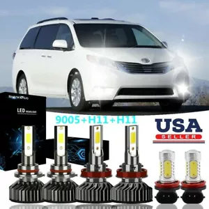 6x 6000K LED Headlight Hi/Lo Beam + Fog Light Bulbs F2 For 2011-16 TOYOTA SIENNA - Imagen 1 de 18