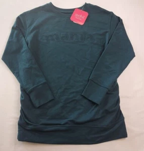 Isabel Maternity Womens Teal Long Sleeve Crew Neck Mama Sweatshirt Size XS Ruche - Picture 1 of 7