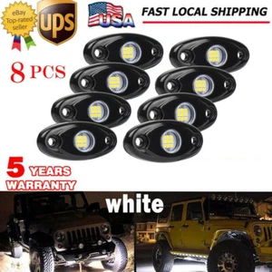 8x  WHITE LED Rock Light Pods Offroad Fender Lamp Under Body Decor Truck SUV - Picture 1 of 8