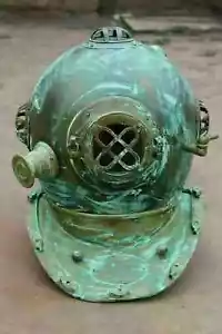 Antique 18" Divers Diving Helmet US Navy Mark V Deep Sea Scuba Marine Halloween - Picture 1 of 3