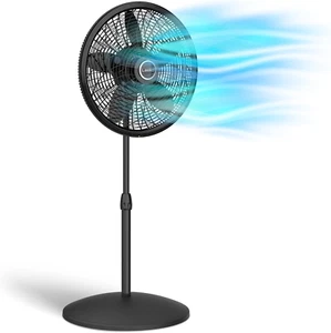 Oscillating Pedestal Fan, Adjustable Height, 3 Speeds, for Bedroom, Living Room, - Picture 1 of 12