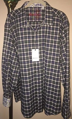 NWT MEN'S ROBERT GRAHAM GREEN/BLUE/WHITE MULTI PLAID BUTTON DOWN SHIRT SZ 3XL - Image 1 of 4