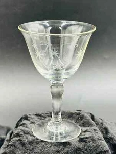 Vtg Atomic Etched Starburst Single Small Stemmed Dessert Wine Glass - Picture 1 of 9