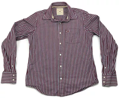 Vintage Hollister Mens Red Striped Long Sleeve Button Up 100% Cotton Shirt Large - Image 1 of 4
