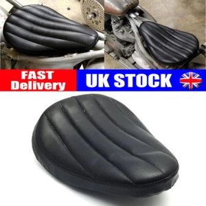 Motorcycle Solo Seat Cushion Pad Black Leather for Harley Bobber Chopper Custom - Picture 1 of 7