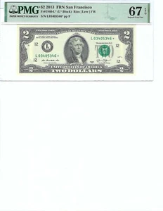 2013 $2 FRN FR1940-L* PMG 67 EPQ, San Francisco * Note S/N L03405346*!!! - Picture 1 of 2