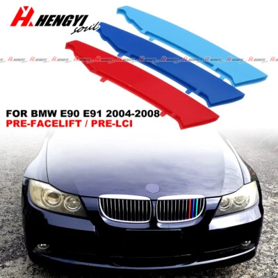 Pour BMW E90 E91 2004-2008 3 Clip Bande M-Sport 3 Couleur Calandre Kidney Grille