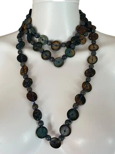 Necklace Dyed Coconut Shell Tagua Nut? and Wood Beads 60”Long Double It! - Picture 1 of 7