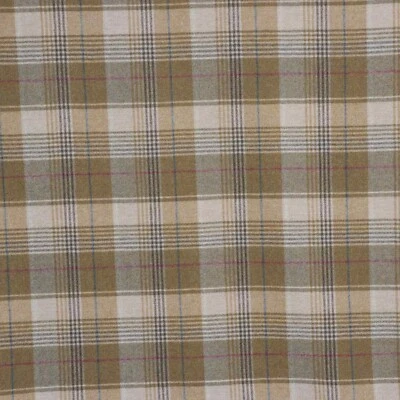 Abraham Moon Huntingtower Wheat Check Fabric 100% Wool Plaid Curtain Upholstery - Image 1 of 4