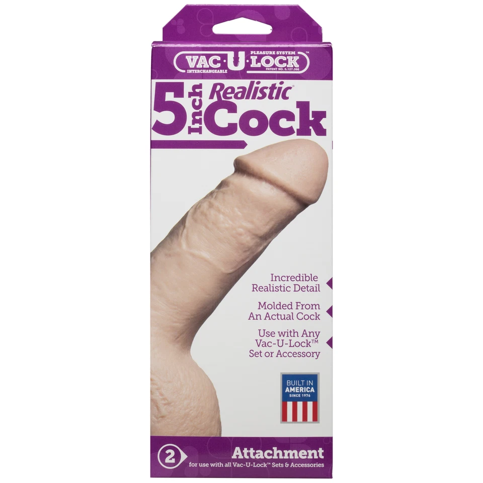 Consolador de pene realista Doc Johnson Vac-U-Lock 5" blanco - Dong con bolas Foto 1 de 4