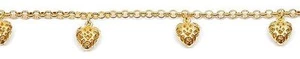Dolly-Bijoux Bracelet Breloque Coeur 10mm Ajouré 19 cm Plaqué Or 18K 5Microns - Picture 1 of 1