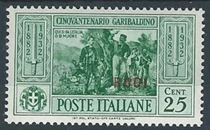 1932 EGEO RODI GARIBALDI 25 CENT MH * - RR13593-2 - Foto 1 di 1